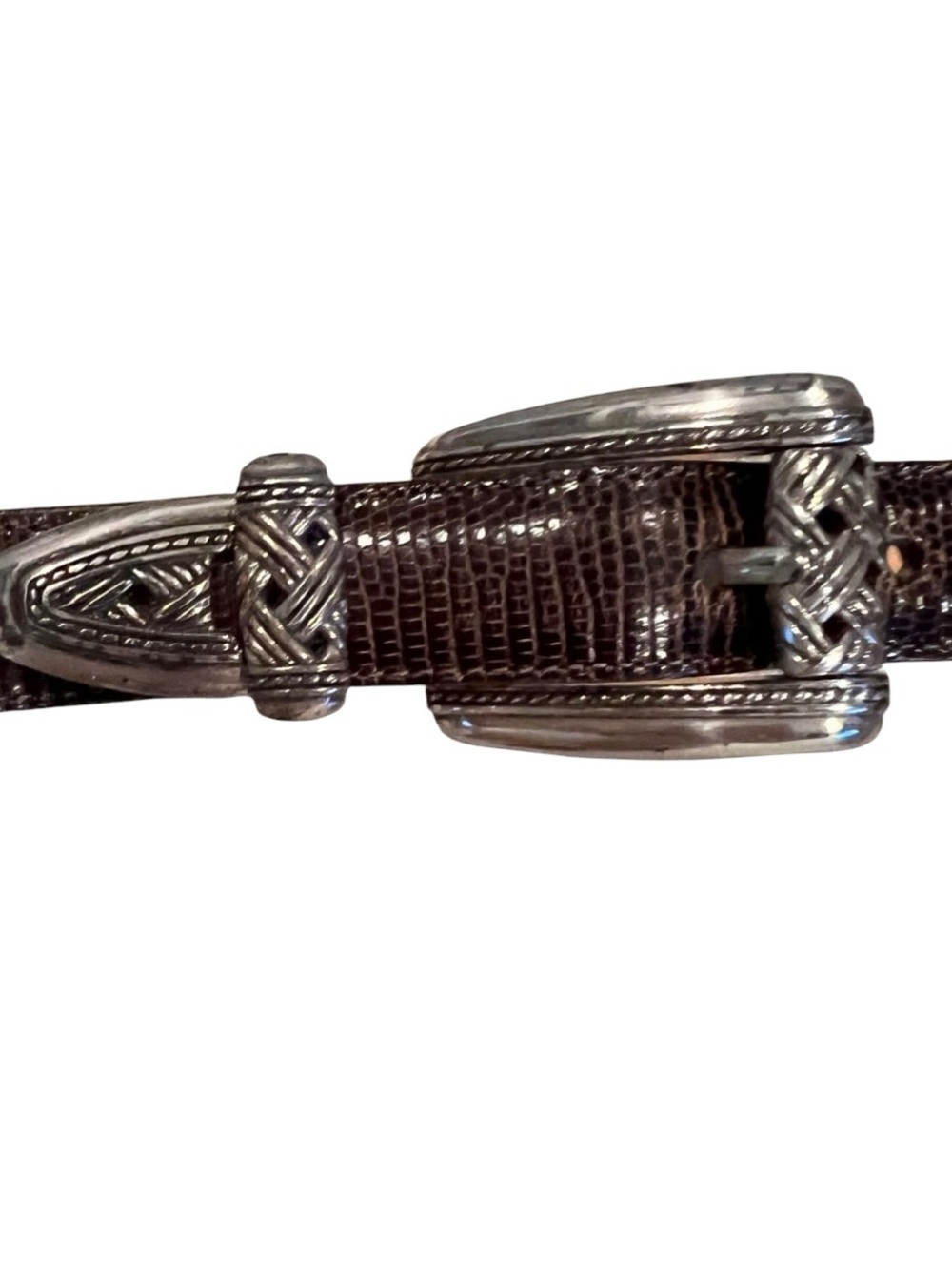 Brighton Belt , brown textured with silvertone hardware size small